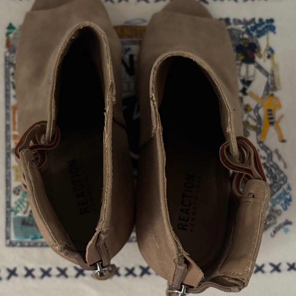 Reaction Kenneth Cole Tan Peep-Toe Ankle Boots - Picture 5 of 5